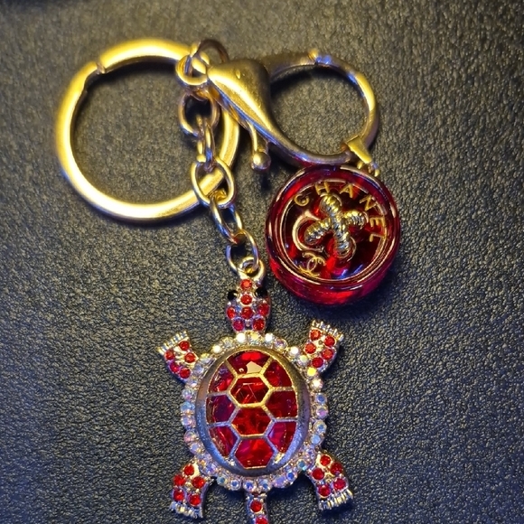 Upcycled Accessories - Elegant Red Turtle Key Holder #22